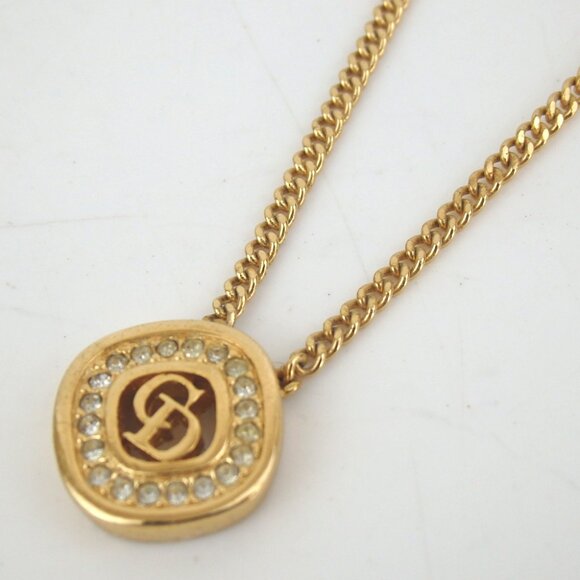 Authentic Christian Dior Necklace metal/Rhinestone [Used] - Picture 1 of 6